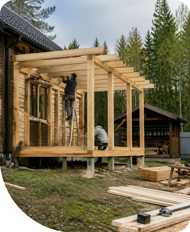 Строительство пристроек и построек на участке в Нягани