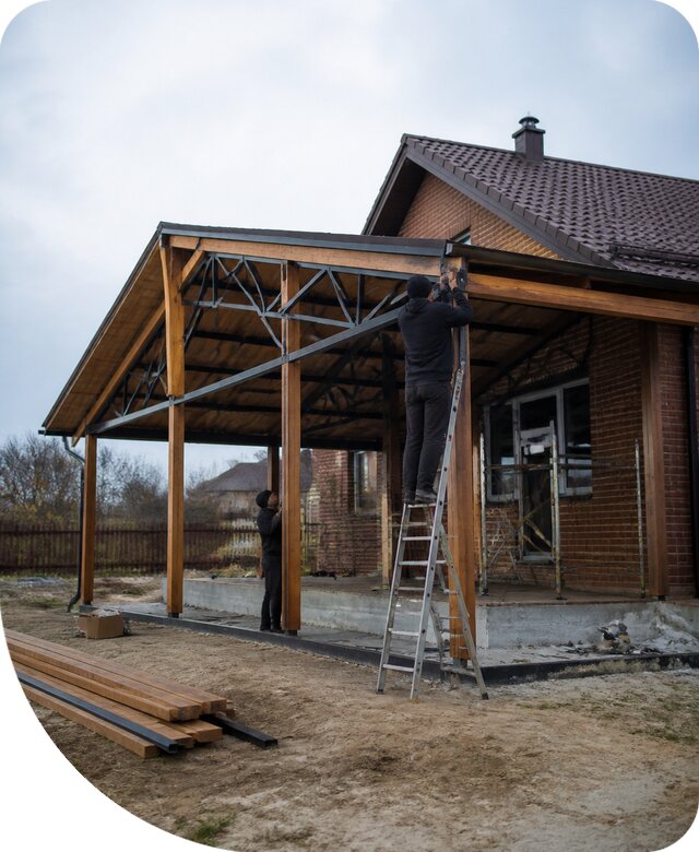 Пристройка навеса к дому и участку в Нягани под ключ